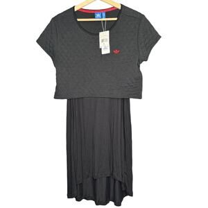 NWT ADIDAS GIRAFFE ASYMMETRIC QUILTED DRESS BLACK SIZE: MEDIUM